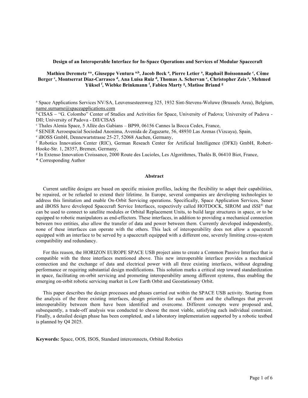 Design of an Interoperable Interface for In-Space Operations and Services of Modular Spacecraft